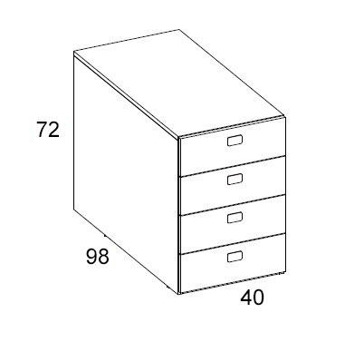 Medidas de los módulos con 4 cajones de Arasanz para habitaciones juveniles