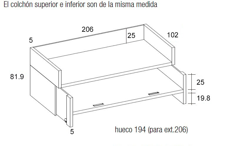 Medidas de las camas doble de Arasanz para habitaciones juveniles