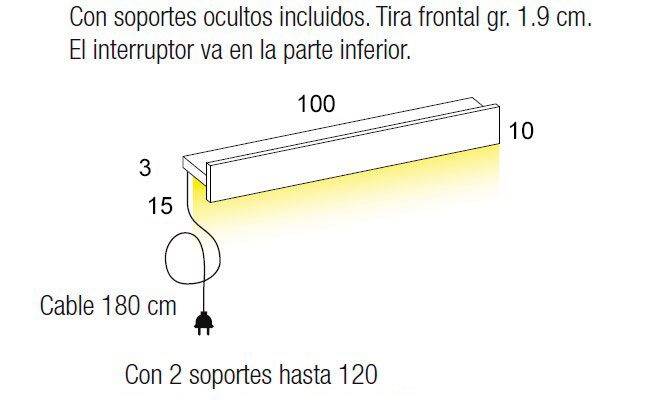 Medidas de los estantes con iluminación pequeños de Arasanz para habitaciones juveniles