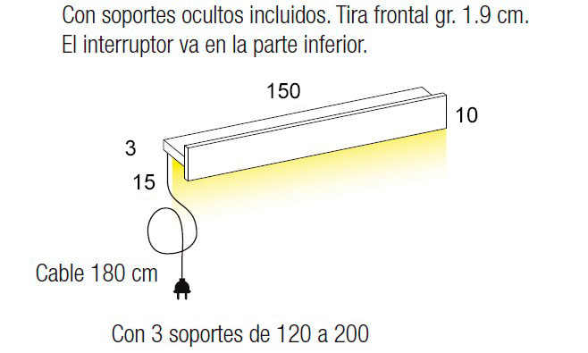 Medidas de los estantes con iluminación grandes de Arasanz para habitaciones juveniles