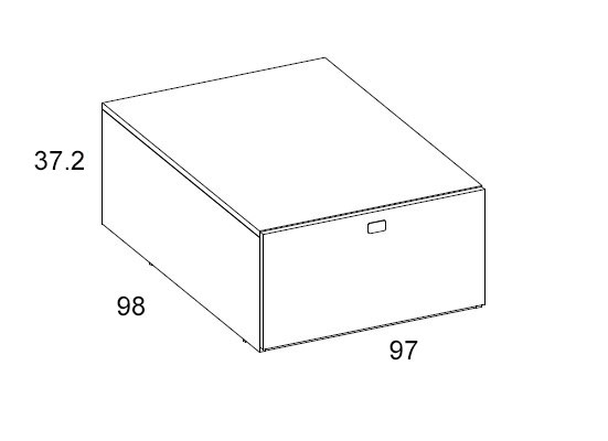Medidas de los módulos con 1 contenedor grandes de Arasanz para habitaciones juveniles
