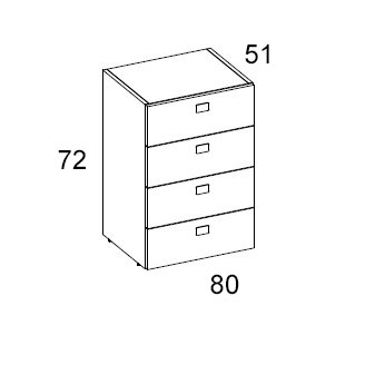Medidas de los módulos con 4 cajones de Arasanz para habitaciones juveniles