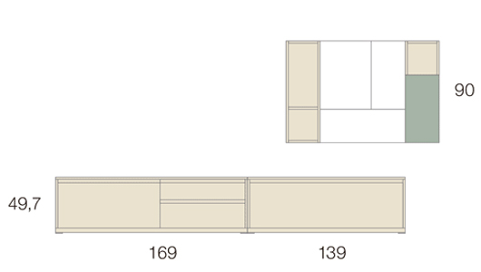 Medidas salón moderno Baix Moduls K03