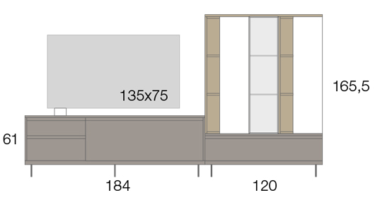 Medidas de salón moderno Baix Moduls