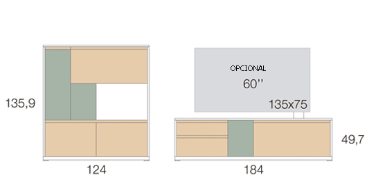 Medidas salon moderno Baix Moduls K08