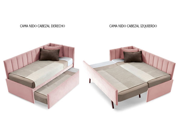 Orientación cabezales cama nido tapizada