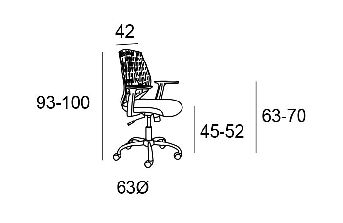 Medidas de la silla de oficina Alaska de Luís Maroto Mobiliario