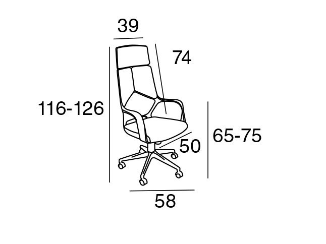 Medidas de la silla de oficina Ronny de Luís Maroto Mobiliario