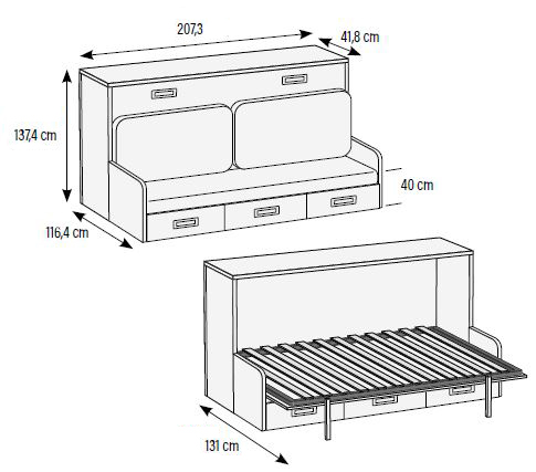 Camas abatibles para habitaciones juveniles de Muebles Orts