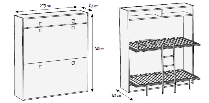 Camas abatibles dobles para habitaciones juveniles de Muebles Orts