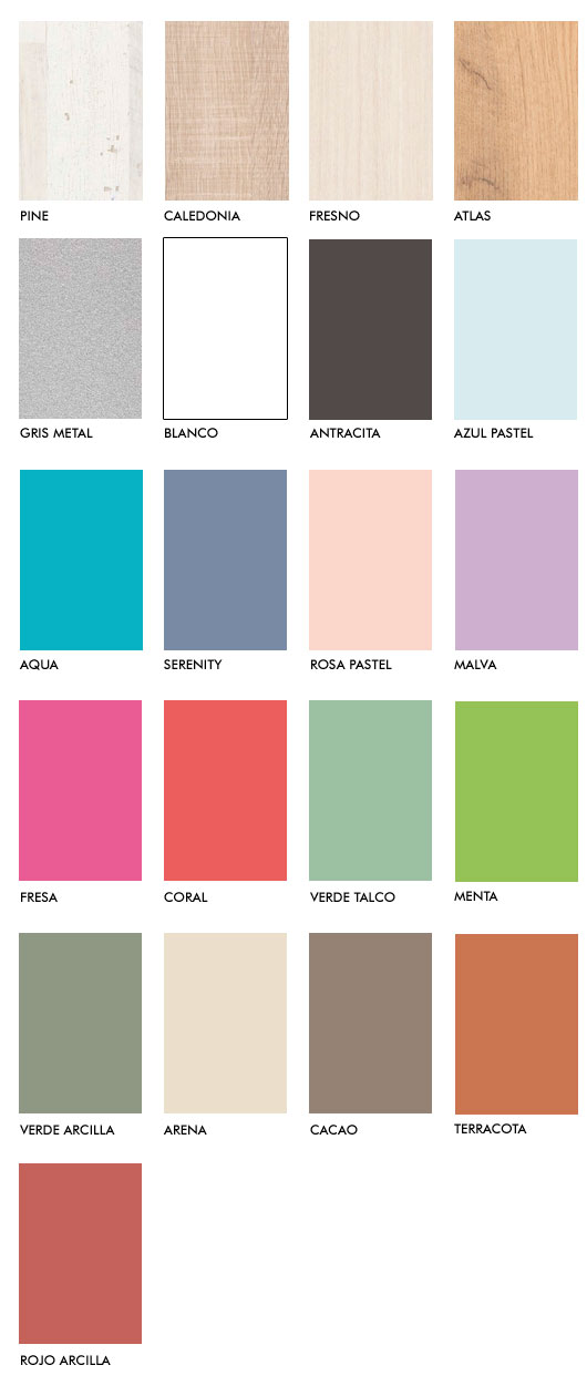Colores Melamina del Catálogo Base Cuatro de Muebles Orts