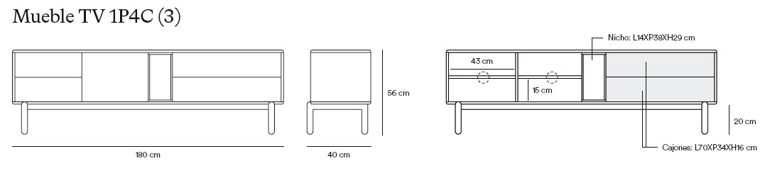 Medidas de los muebles de TV de Teulat