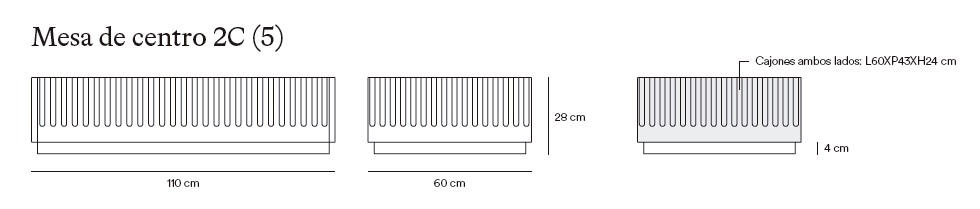 Medidas de las mesas de centro de Teulat