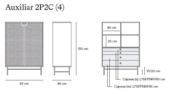 Medidas de los muebles auxiliares de Teulat