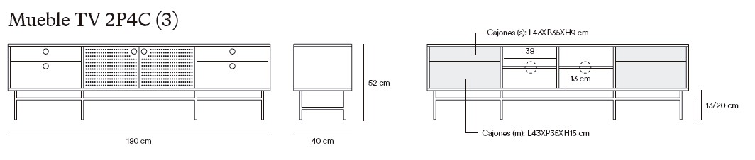 Medidas de los muebles de TV de Teulat