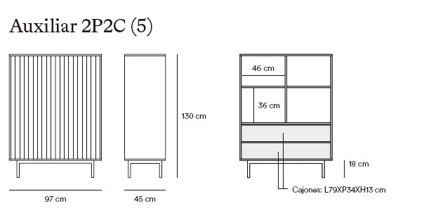 Medidas de los muebles auxiliares de Teulat