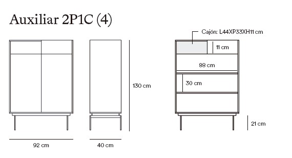 Medidas de los muebles auxiliares de Teulat