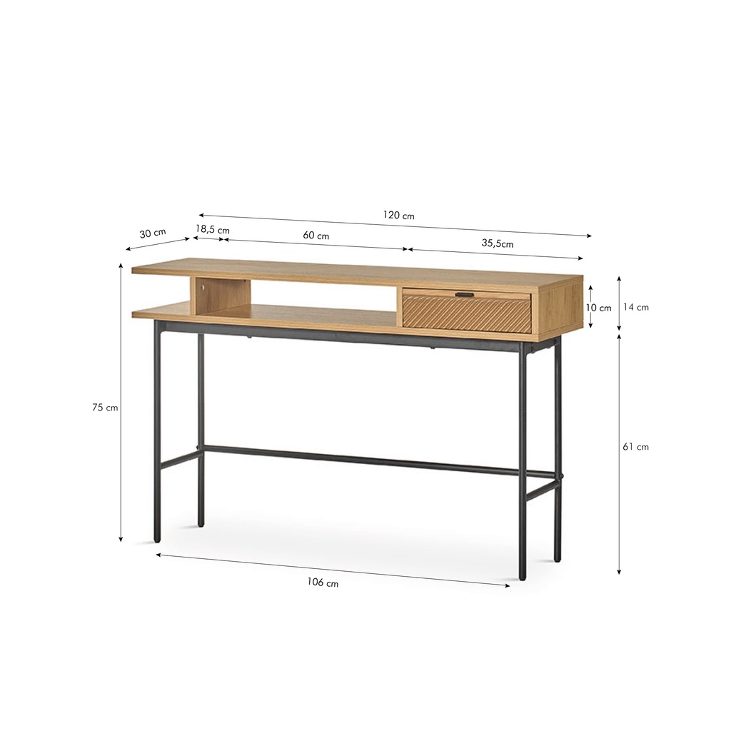 Medidas mueble recibidor industrial 