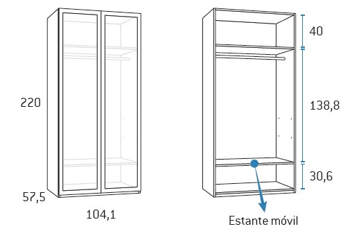 Armarios de 2 puertas para habitaciones juveniles de Glicerio Chaves