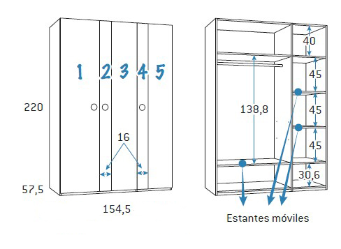 Armario de 2 puertas para habitaciones juveniles de Glicerio Chaves