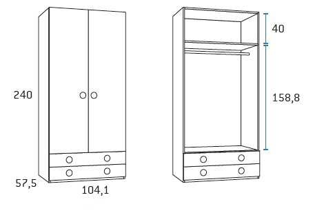 Armarios de 2 puertas para habitaciones juveniles de Glicerio Chaves