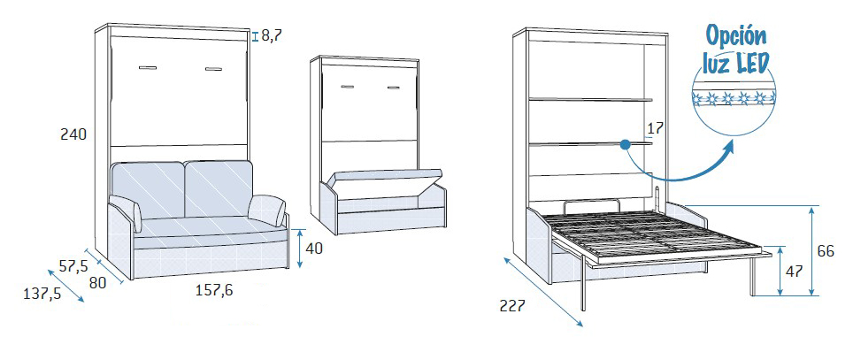 Camas abatibles con sofá para habitaciones juveniles de Glicerio Chaves