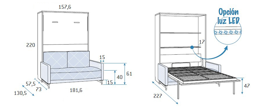 Camas abatibles con sofá para habitaciones juveniles de Glicerio Chaves