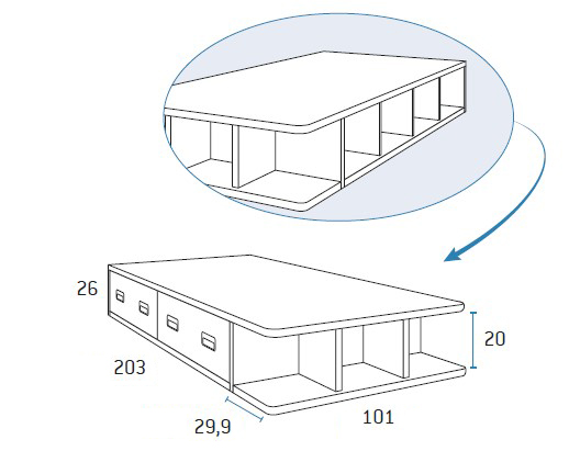 Bañera con somier elevable para habitaciones juveniles de Glicerio Chaves