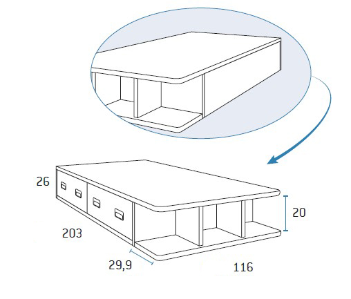 Bañera con somier elevable para habitaciones juveniles de Glicerio Chaves