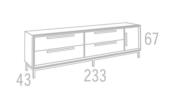 Medidas de la mesa de TV de Grupo Seys