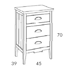 Medidas de la mesita de noche de Grupo Seys