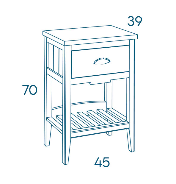 Medidas de la mesita de noche de Grupo Seys