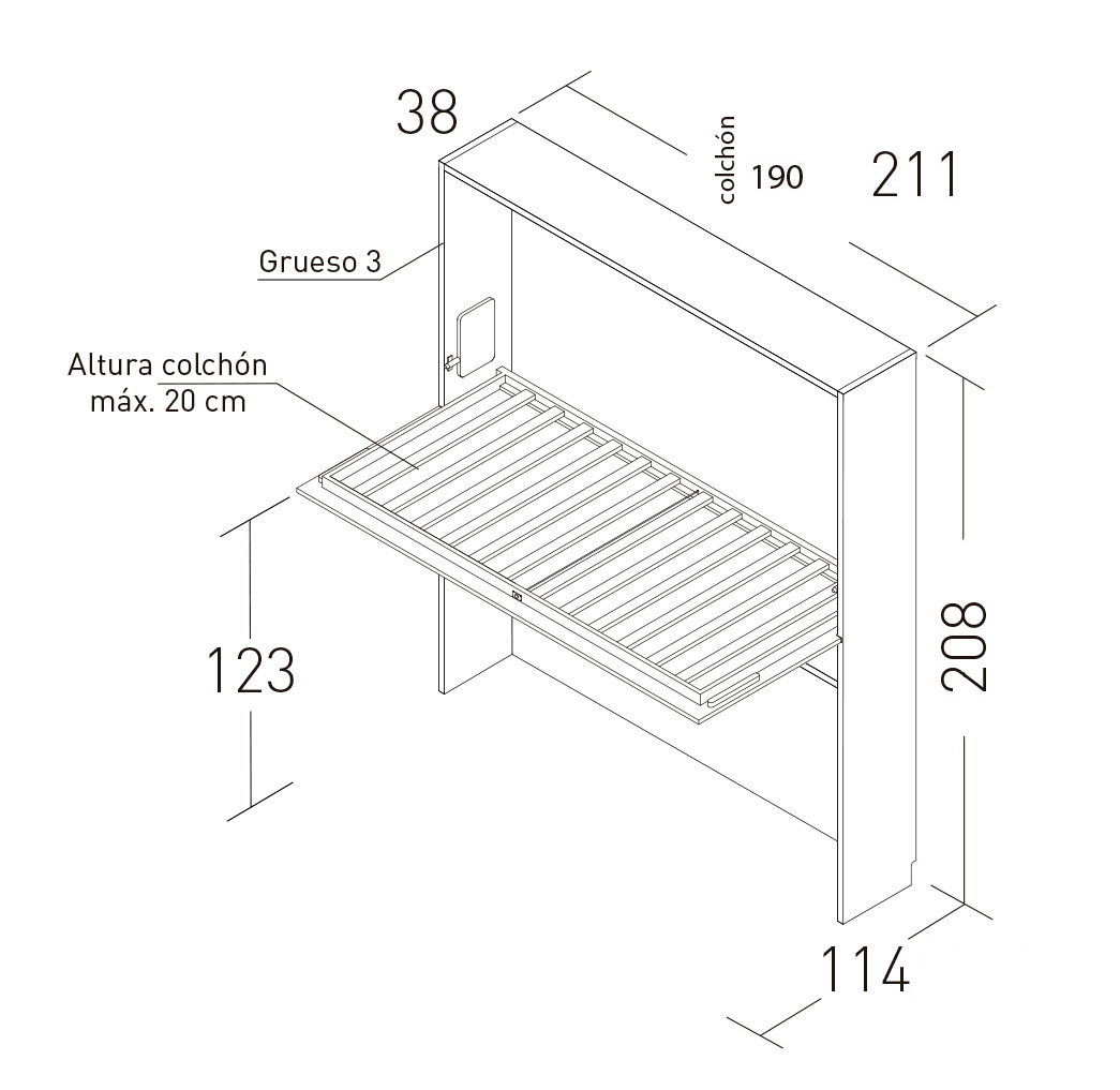 Medidas de la cama abatible de JotaJotaPe