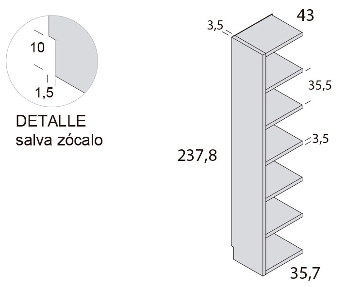 Medidas de las estanterías juveniles de Ros