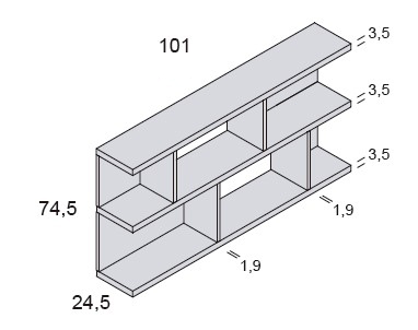 Medidas de las estanterías para zona de estudio de Ros