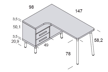Medidas de los escritorios para zona de estudio de Ros