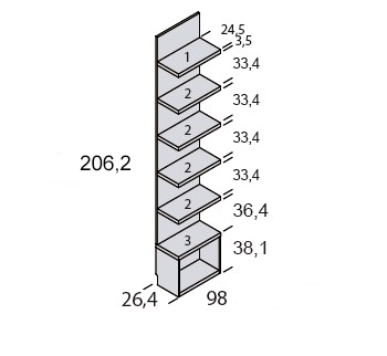 Medidas de las estanterías de pared para zona de estudio de Ros