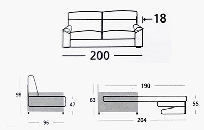 Medidas de los sofás cama de Zarda