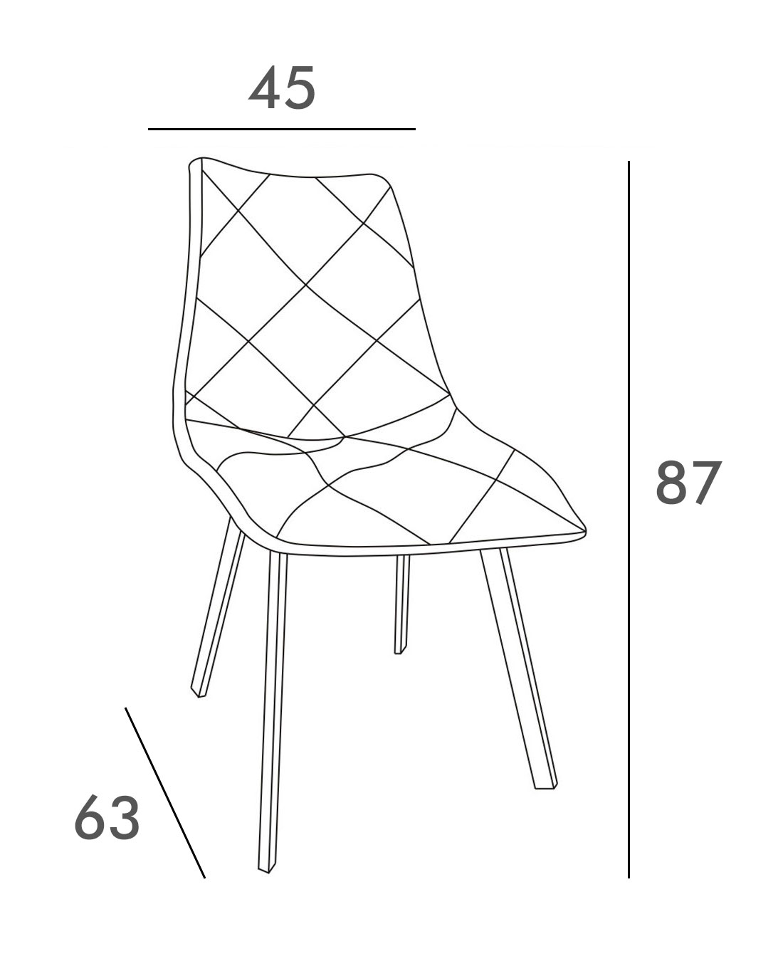 Medidas de la silla tapizada Diamante de Adec