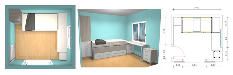Dormitorio Juvenil en 3D por Muebles Valencia