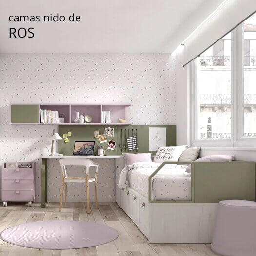 Camas nido para dormitorios juveniles de Ros en Muebles Valencia, tu tienda de muebles en Madrid