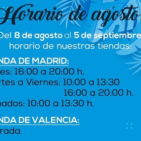 Hoy 📅 15 de agosto, nuestra tienda de Madrid también permanecerá cerrada 🔑 por ser día festivo. 🎉 Pero no os preocupéis, 😊 que mañana nos podréis encontrar de nuevo al pie del cañón 💣, y en los teléfonos ☎️ 912 629 080 y 📱 601 324 774 . De paso, aprovechamos para recordaros el horario ⏲️ de nuestro mes de agosto: 🏖️

#horariodeverano #verano #horarioespecial #vacaciones #cerradoporvacaciones #horariodevacaciones #mueblesenmadrid #mueblesenvalencia #agosto #horariodeagosto #fiesta15agosto #fiestaasuncion